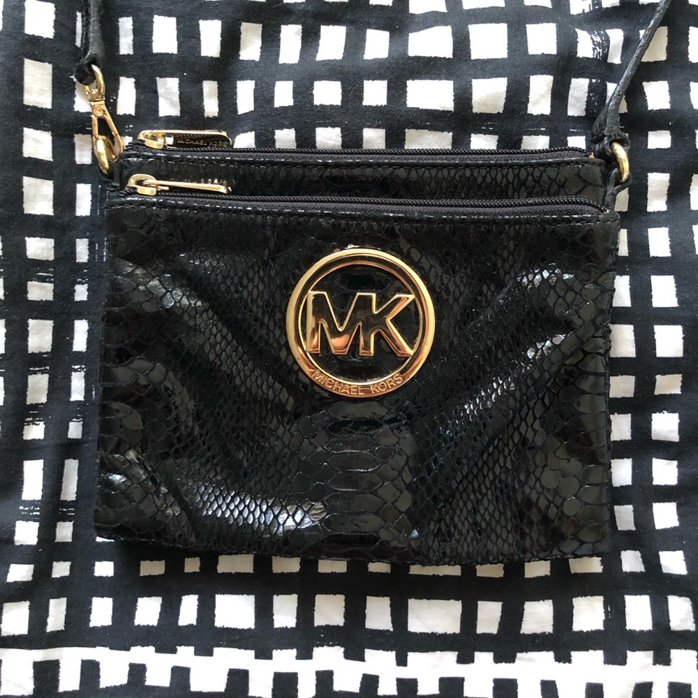 Michael Kors black snake crossbody bag